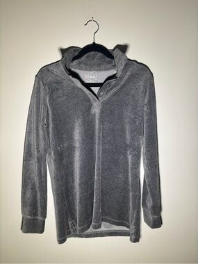 L.L. Bean Men's Gray Velour Zip-Up Pullover